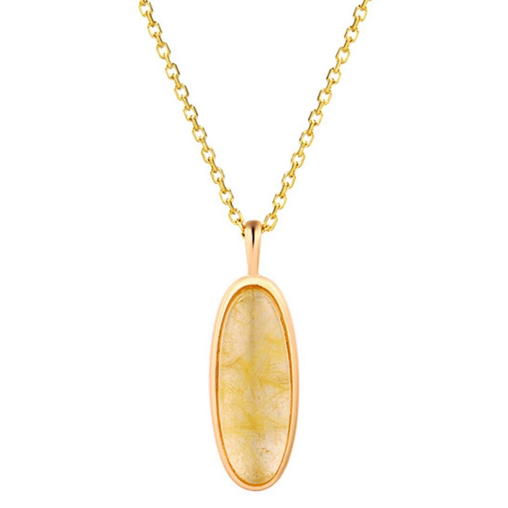 Golden Quartz Natural Gemstone 14K Gold Necklace